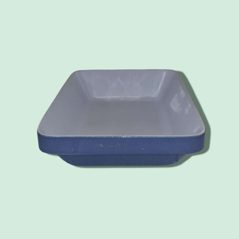 French Emile Henry Glazed Small Blue Oven Dish