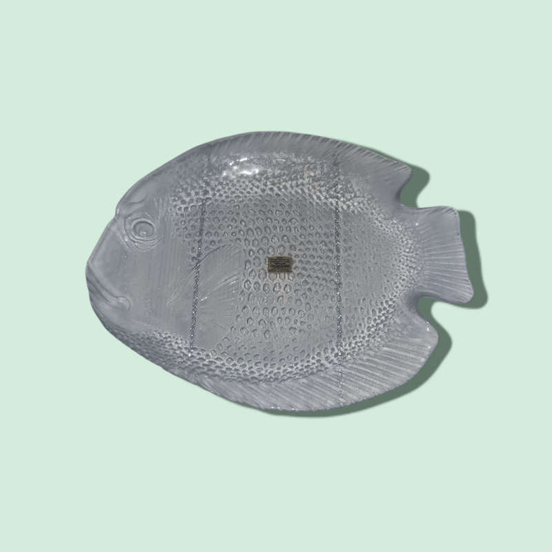 Arcoroc France Fish Shaped Clear Glass Platter