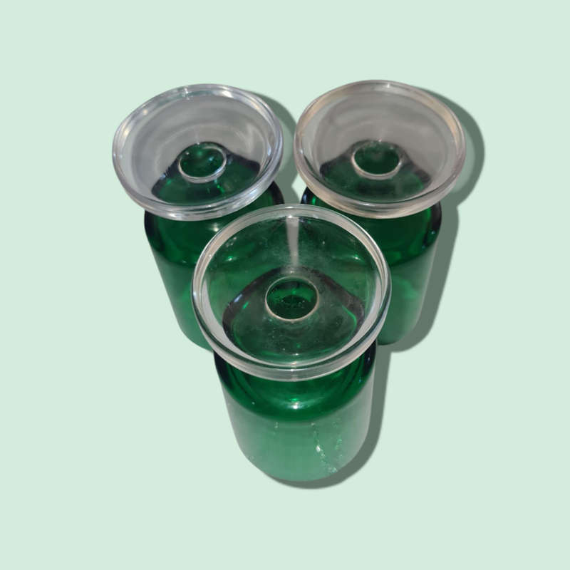 3 x Vintage French Wine Glasses, Green Depression Glassware  