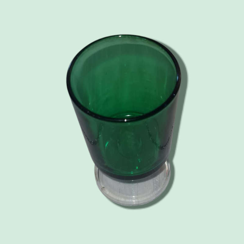 3 x Vintage French Wine Glasses, Green Depression Glassware  