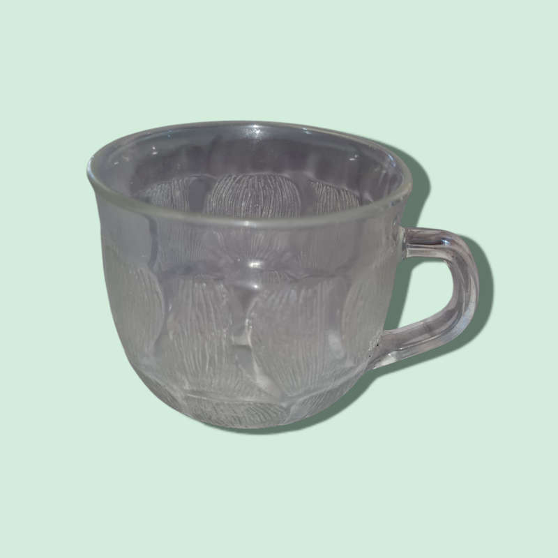Arcoroc France Clear Glass  Fleur Pattern  Tea / Punch Cup