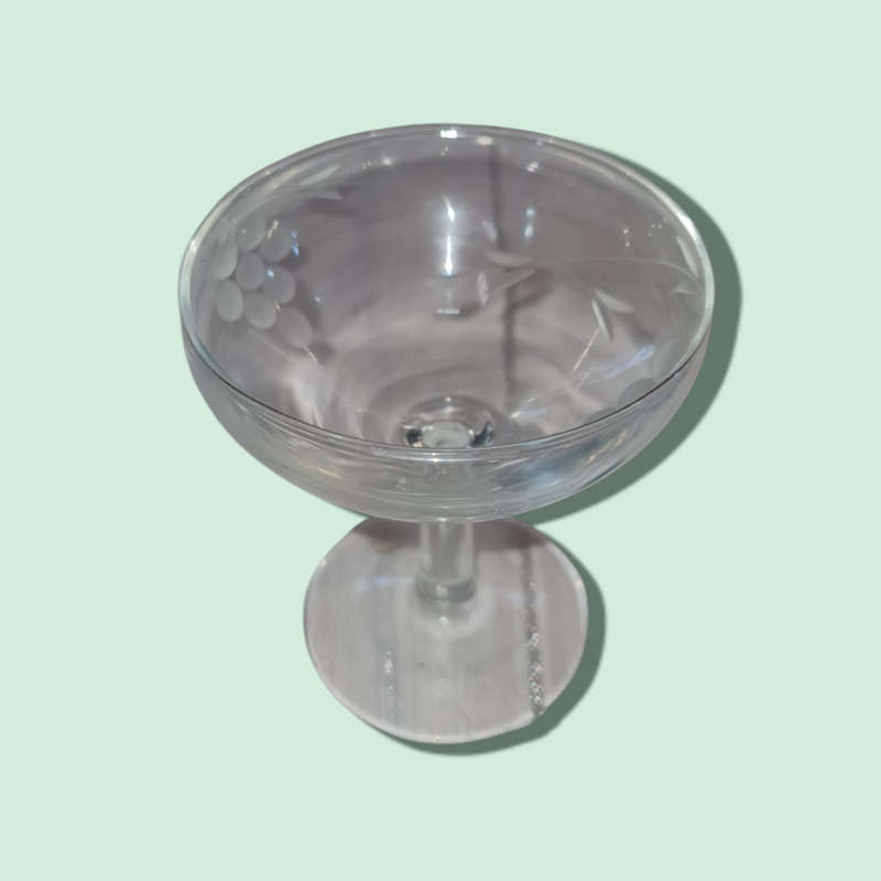 Etched Champagne Coupe Glasses × 5