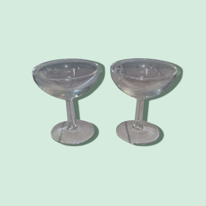 Vintage France Gray Etched Frosted Glasses