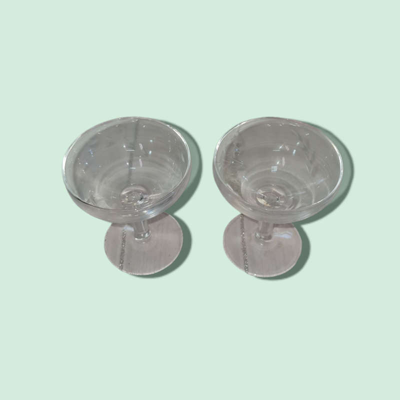 Vintage France Gray Etched Frosted Glasses