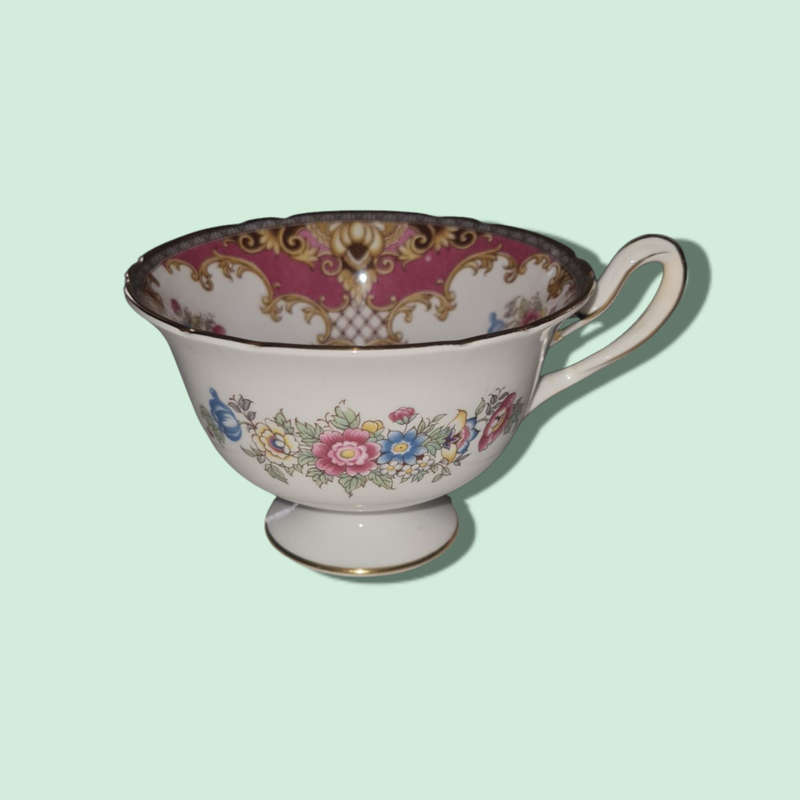 Pink Sheraton Shelley England Cup Gainsborough Shape 1950s Pedestal