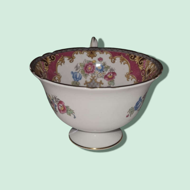 Pink Sheraton Shelley England Cup Gainsborough Shape 1950s Pedestal