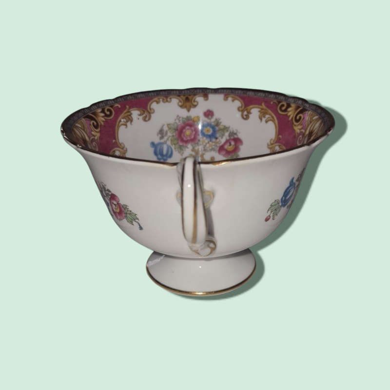 Pink Sheraton Shelley England Cup Gainsborough Shape 1950s Pedestal