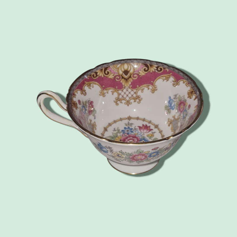 Pink Sheraton Shelley England Cup Gainsborough Shape 1950s Pedestal