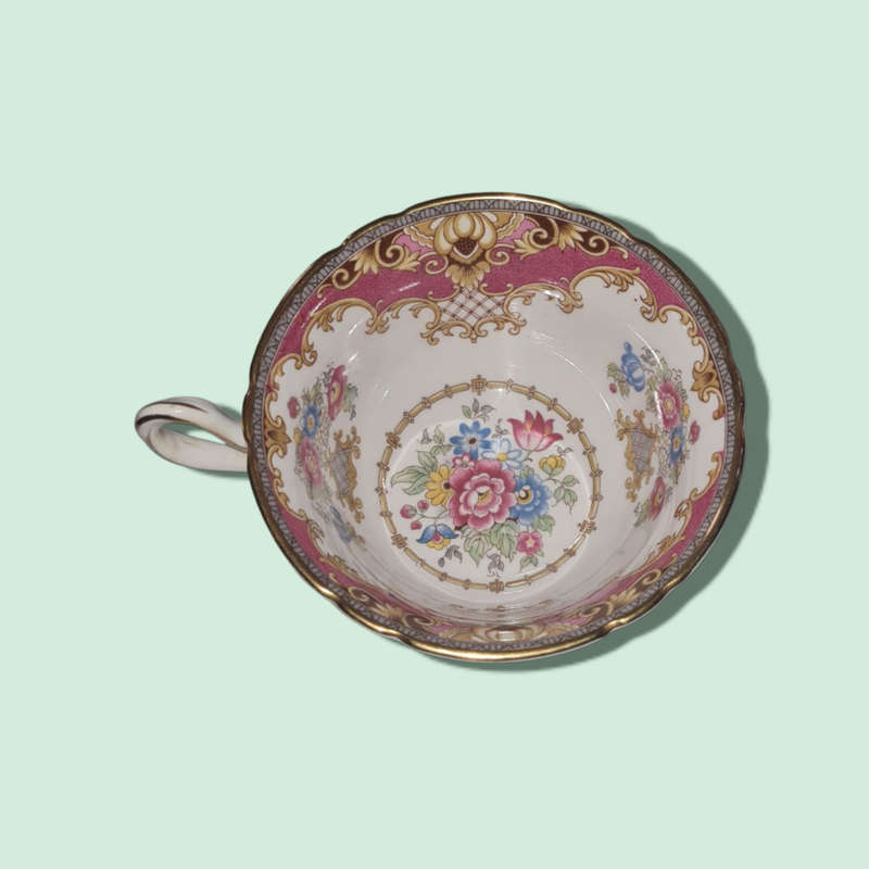 Pink Sheraton Shelley England Cup Gainsborough Shape 1950s Pedestal