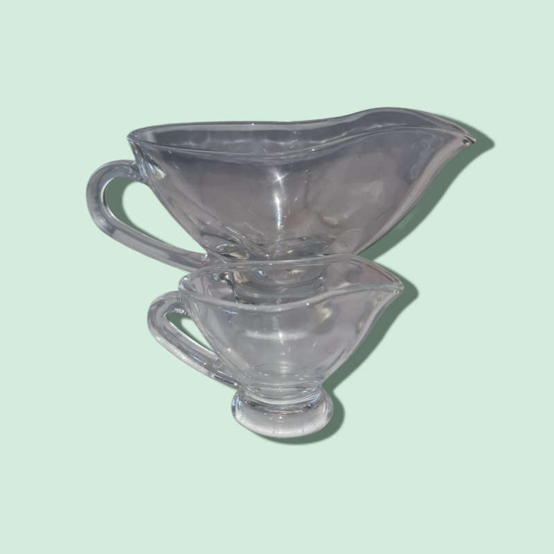 Circleware Saucey 10oz Gravy Sauce Boat & Pasabahce 2 oz Sauce Boat, Clear Glass