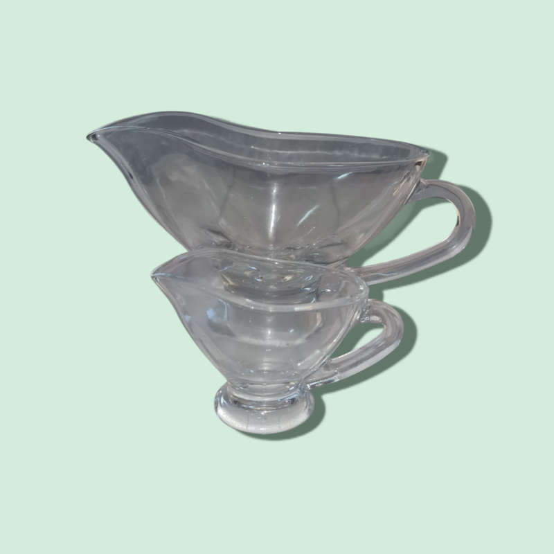 Circleware Saucey 10oz Gravy Sauce Boat & Pasabahce 2 oz Sauce Boat, Clear Glass