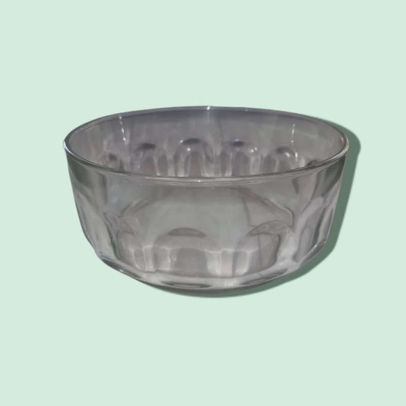 Arcoroc France Serving Bowl Clear Glass Thumbprint