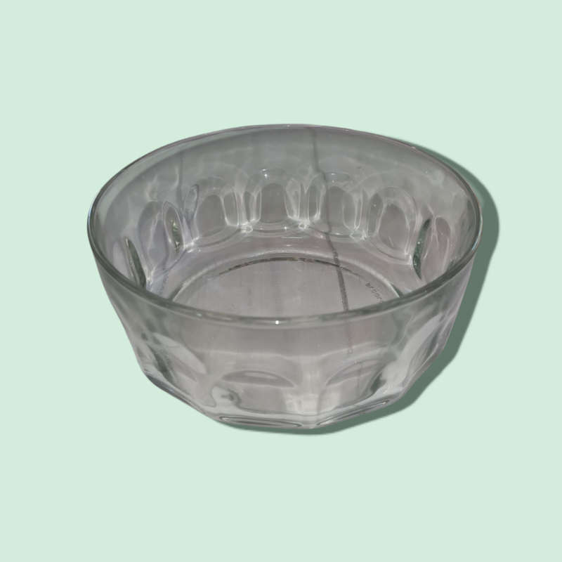 Arcoroc France Serving Bowl Clear Glass Thumbprint