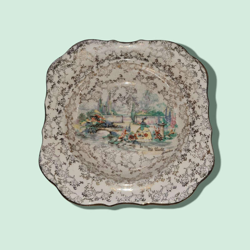 Vintage Sandland Ware `In An Old World Garden` With Stand