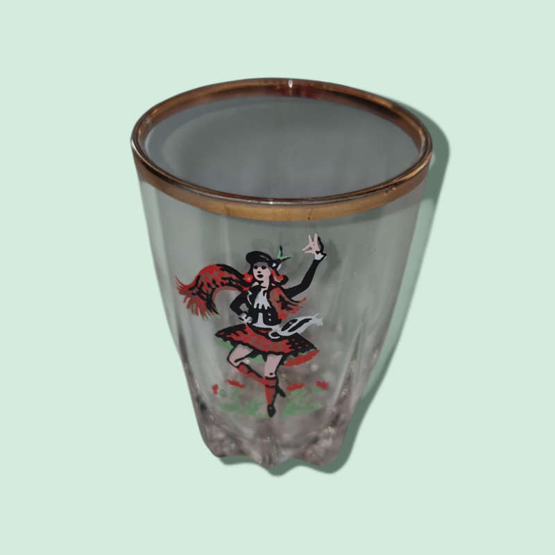 Vintage Gold Rimmed Tot Glasses 6 + 2 Made in France