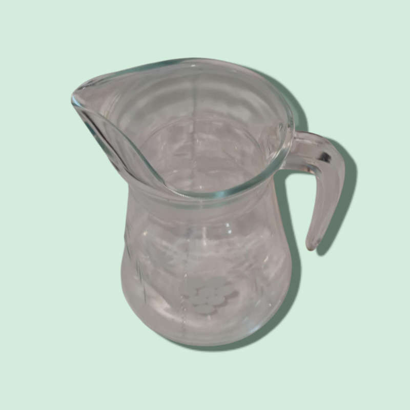Vintage Clear Glass Pitcher With Etched Grape And Leaves