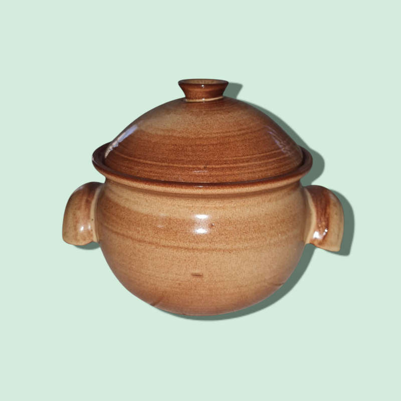 Brown Ceramic Jar/Bowl - Lidded