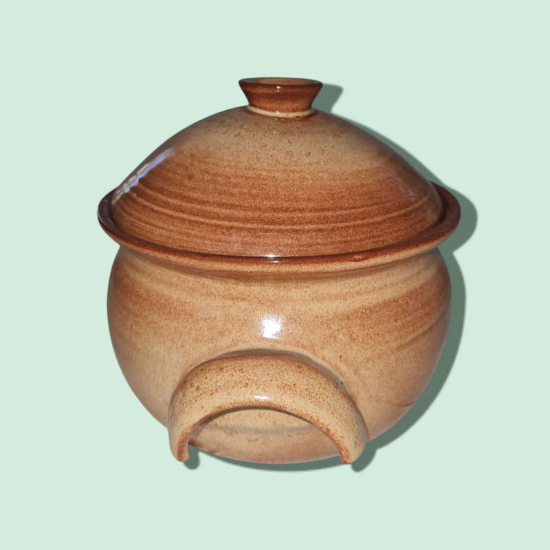 Brown Ceramic Jar/Bowl - Lidded