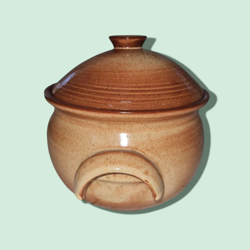 Brown Ceramic Jar/Bowl - Lidded