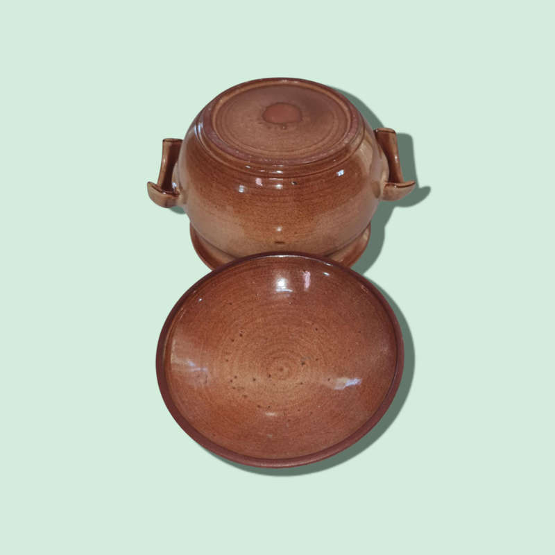Brown Ceramic Jar/Bowl - Lidded