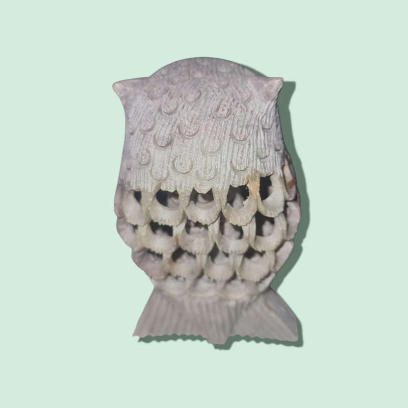 Handcrafted Soapstone Owl With Baby Inside