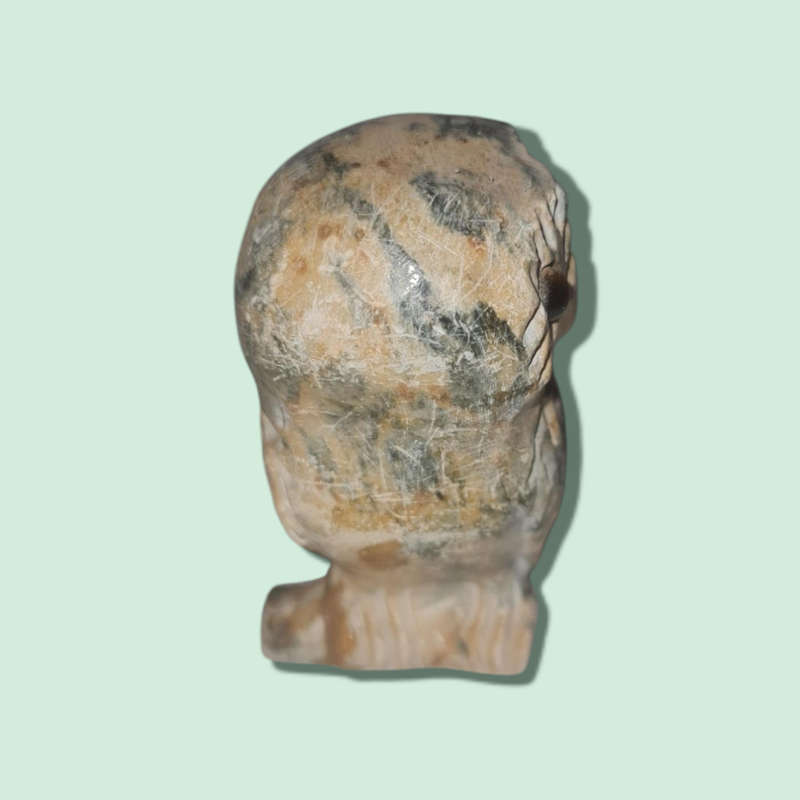 Stone Carved Owls with Tiger`s Eye Eyes, Mom and Baby