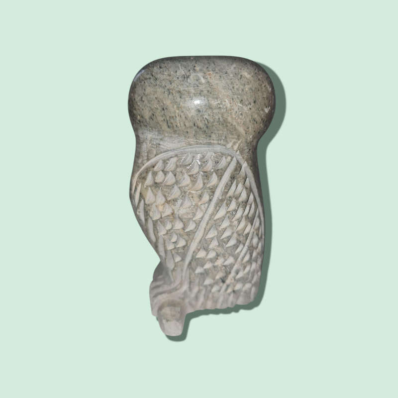 Stone Carved Owls with Tiger`s Eye Eyes, Mom and Baby