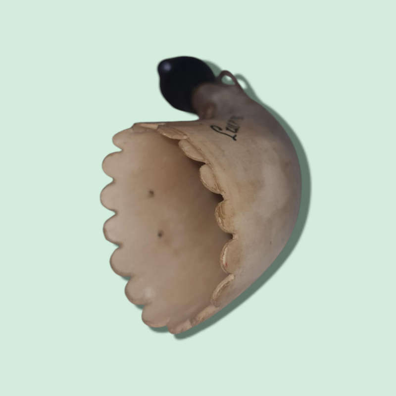 Decorative Powder Horn with Carved Rim 