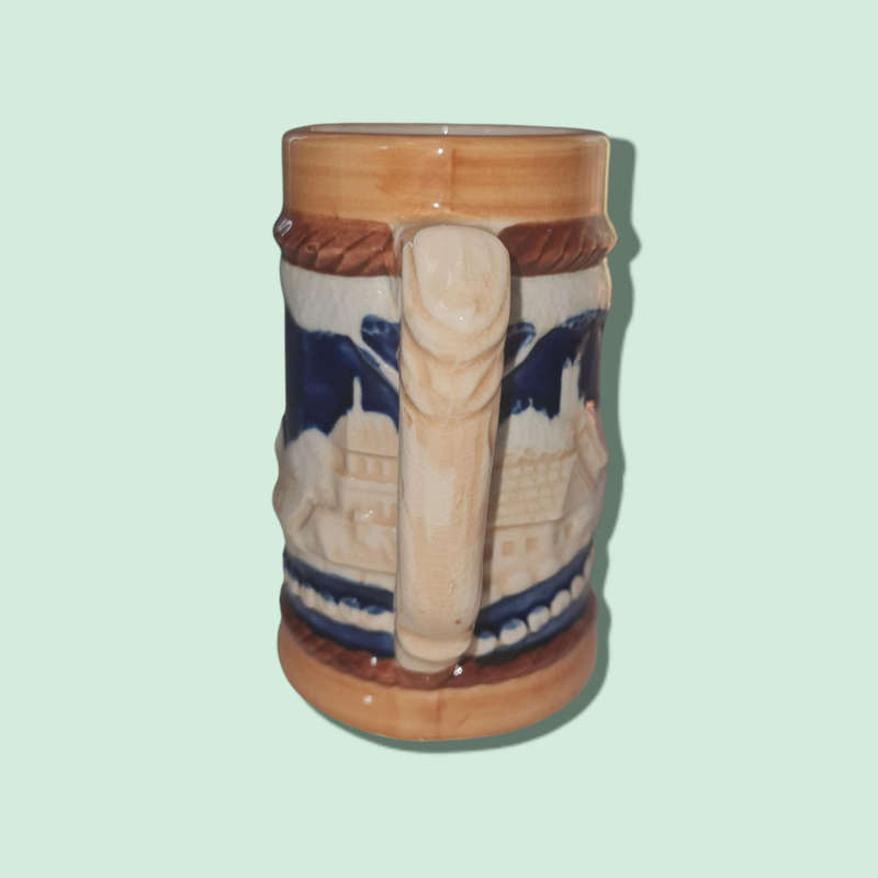 Vintage Beer Stein 250ml 1950`s 5 Inch Brown Blue
