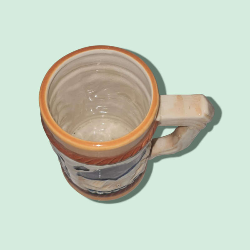 Vintage Beer Stein 250ml 1950`s 5 Inch Brown Blue