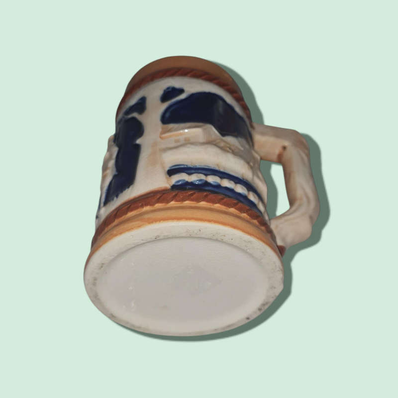 Vintage Beer Stein 250ml 1950`s 5 Inch Brown Blue