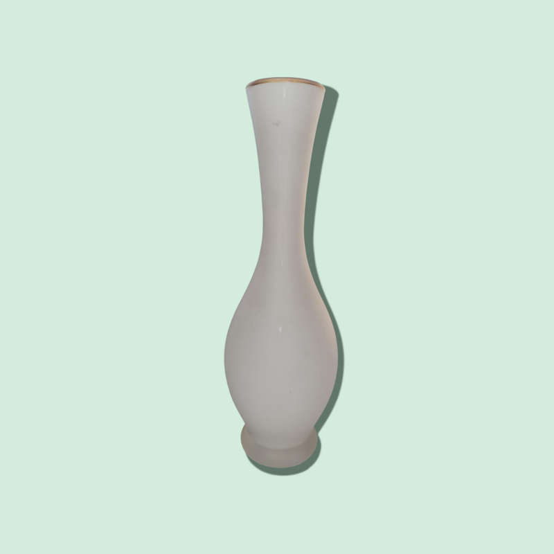 White Frosted Glass Vase, Floral