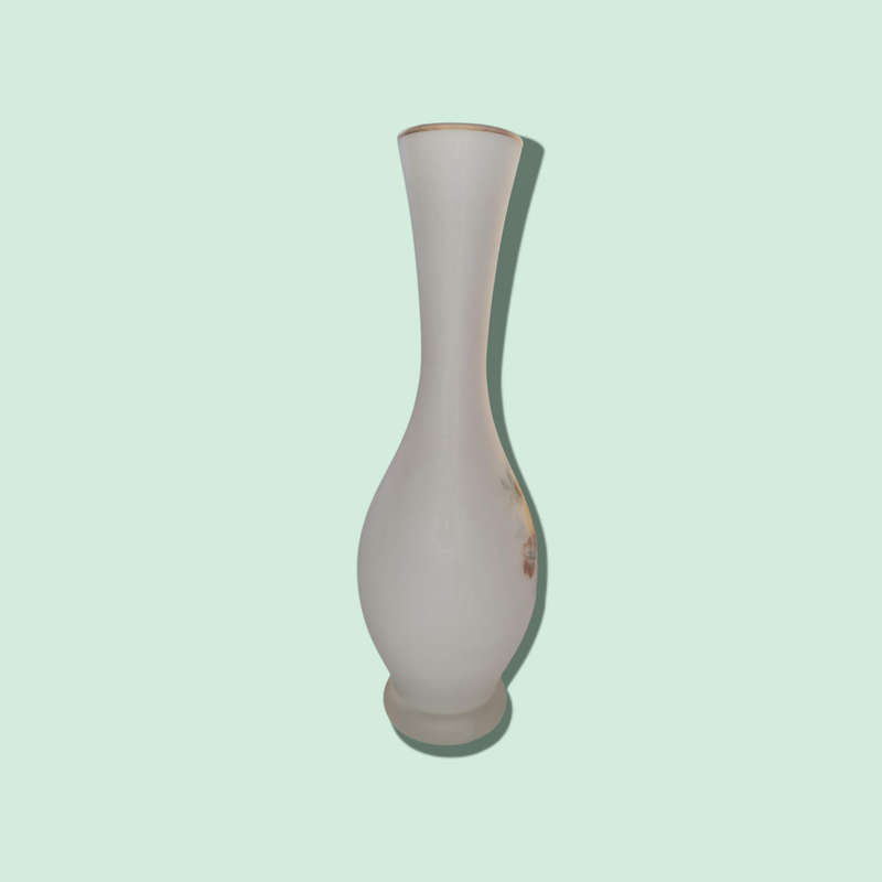 White Frosted Glass Vase, Floral