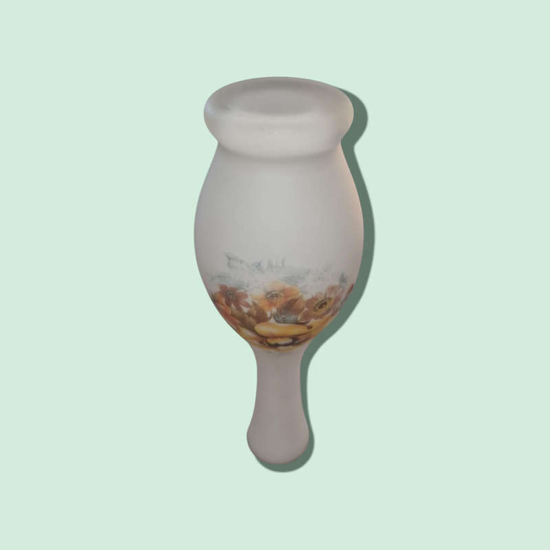 White Frosted Glass Vase, Floral