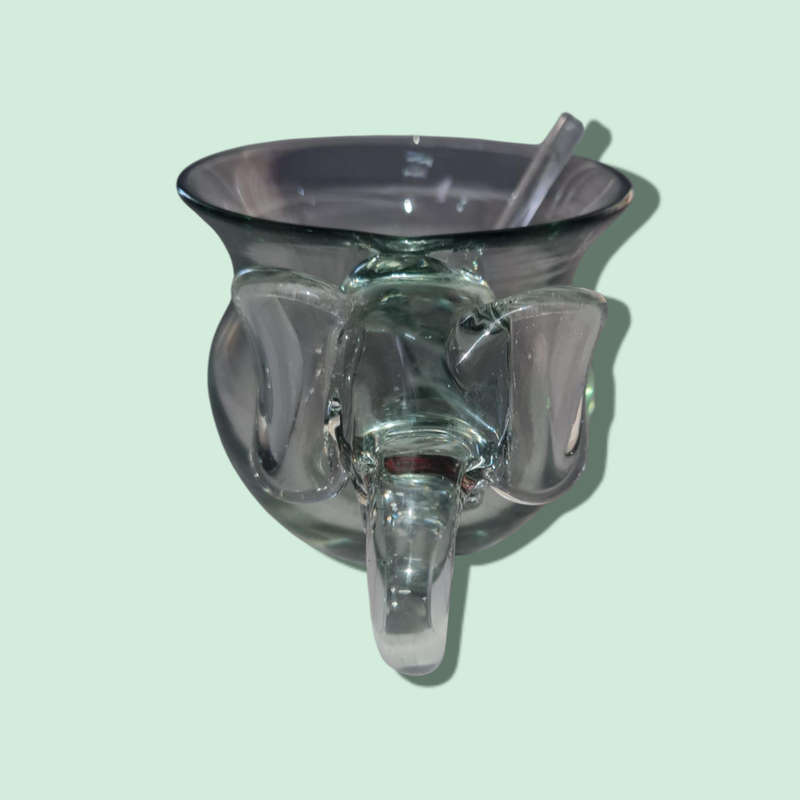 Glass Elephant Sugar Bowl with 3 x Spoons, Creamer, Drinking Glass  
