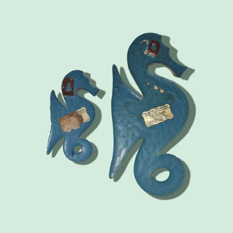 Vintage Handmade Abalone Shell Resin Seahorses