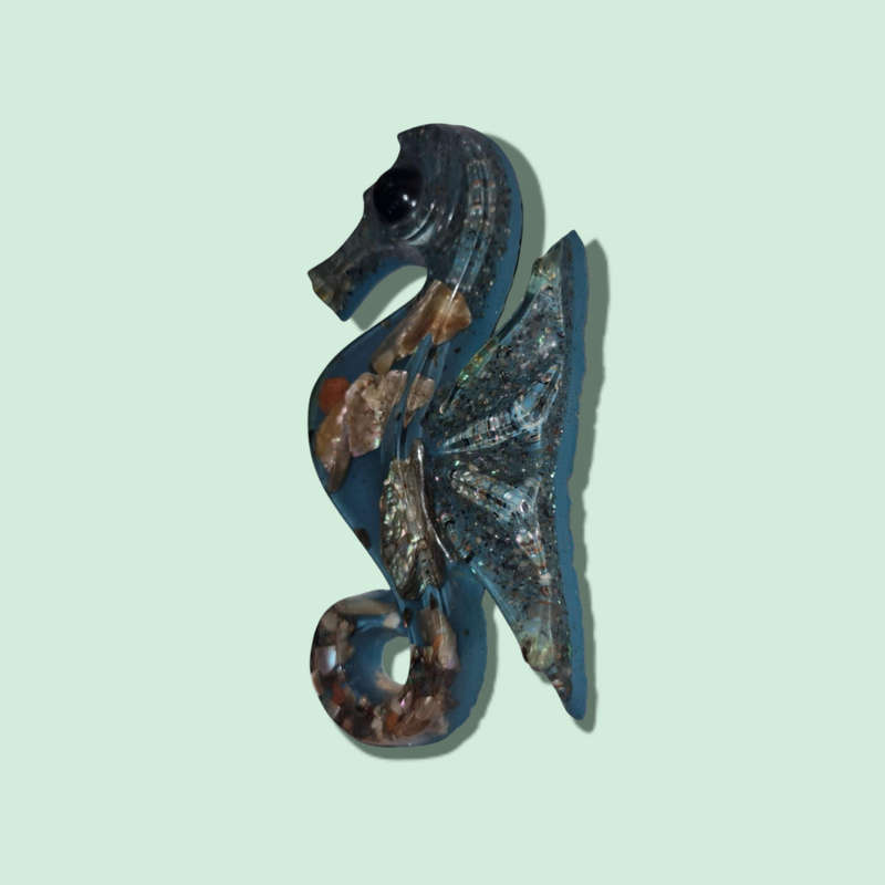 Vintage Handmade Abalone Shell Resin Seahorses
