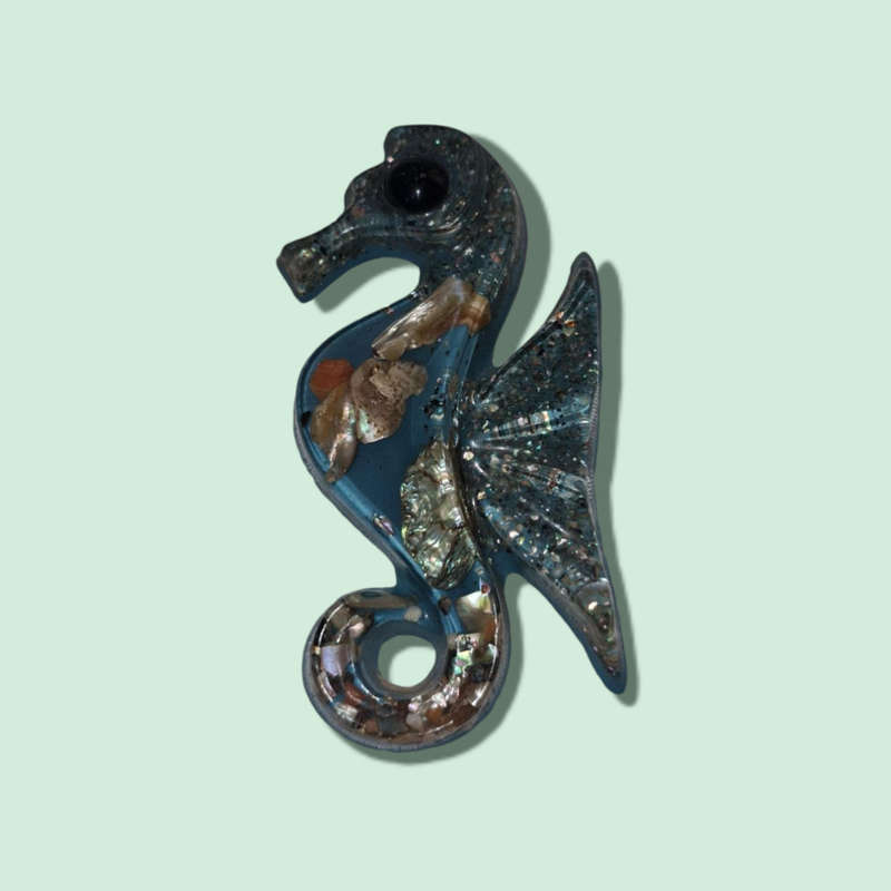 Vintage Handmade Abalone Shell Resin Seahorses