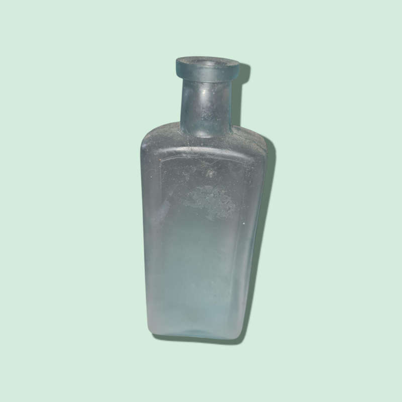 Antique Glass Medicine Bottle Light Green Aqua Blue