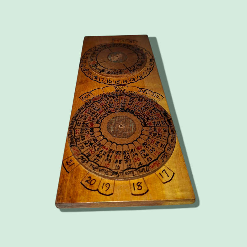 Wooden Circular Perpetual Calendar for Easter Sunday / Ascension Day  