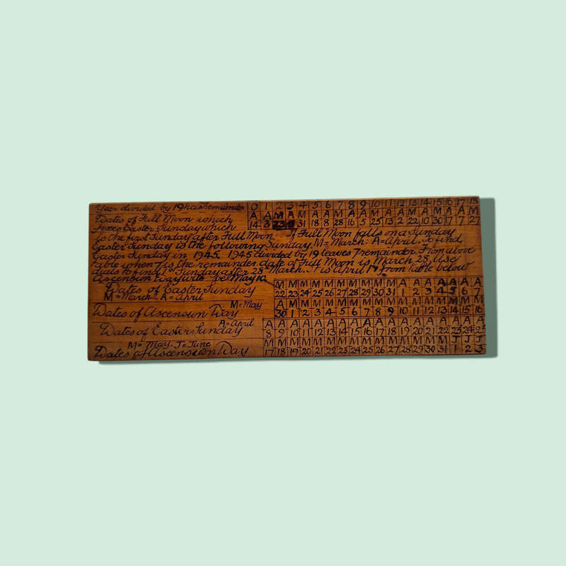 Wooden Circular Perpetual Calendar for Easter Sunday / Ascension Day  