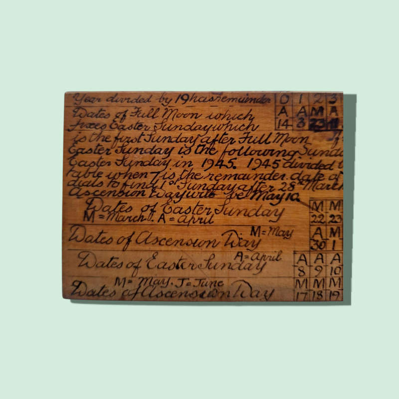 Wooden Circular Perpetual Calendar for Easter Sunday / Ascension Day  