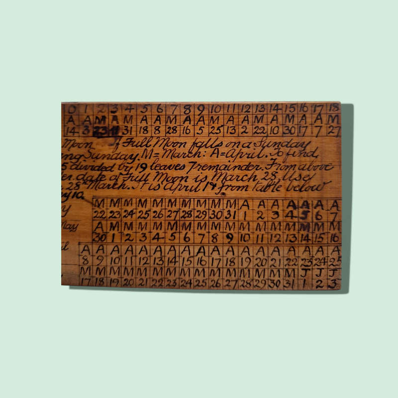 Wooden Circular Perpetual Calendar for Easter Sunday / Ascension Day  