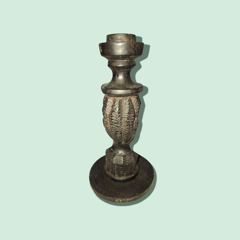 Handcrafted Wood African Man Head With Candle Holder