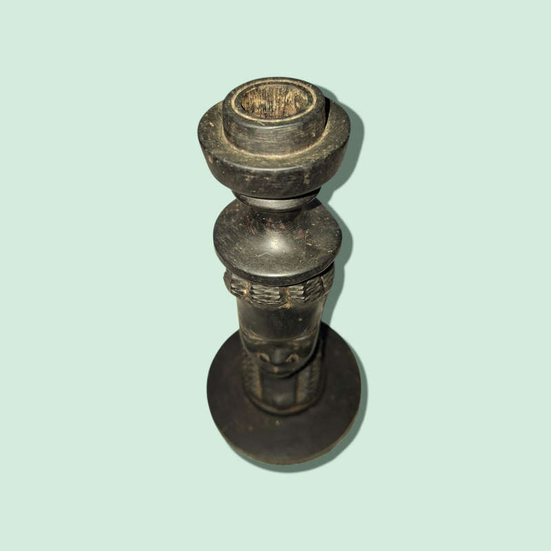 Handcrafted Wood African Man Head With Candle Holder