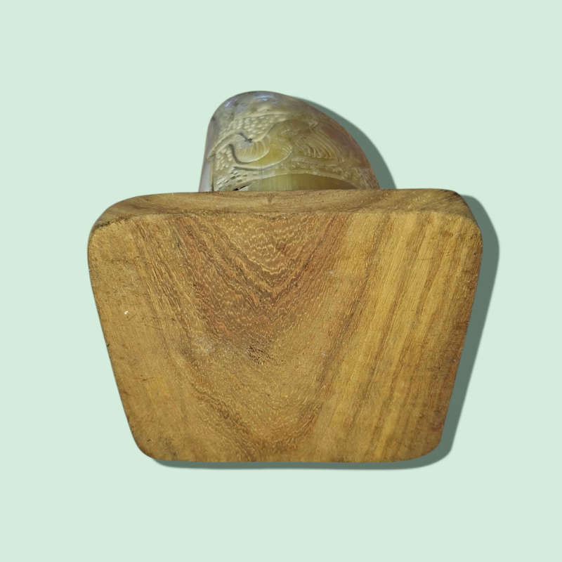 Crafted Horn With The Big 5 On Wood Stand