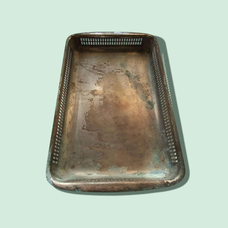 Silver plated serving dish with lid and glass insert