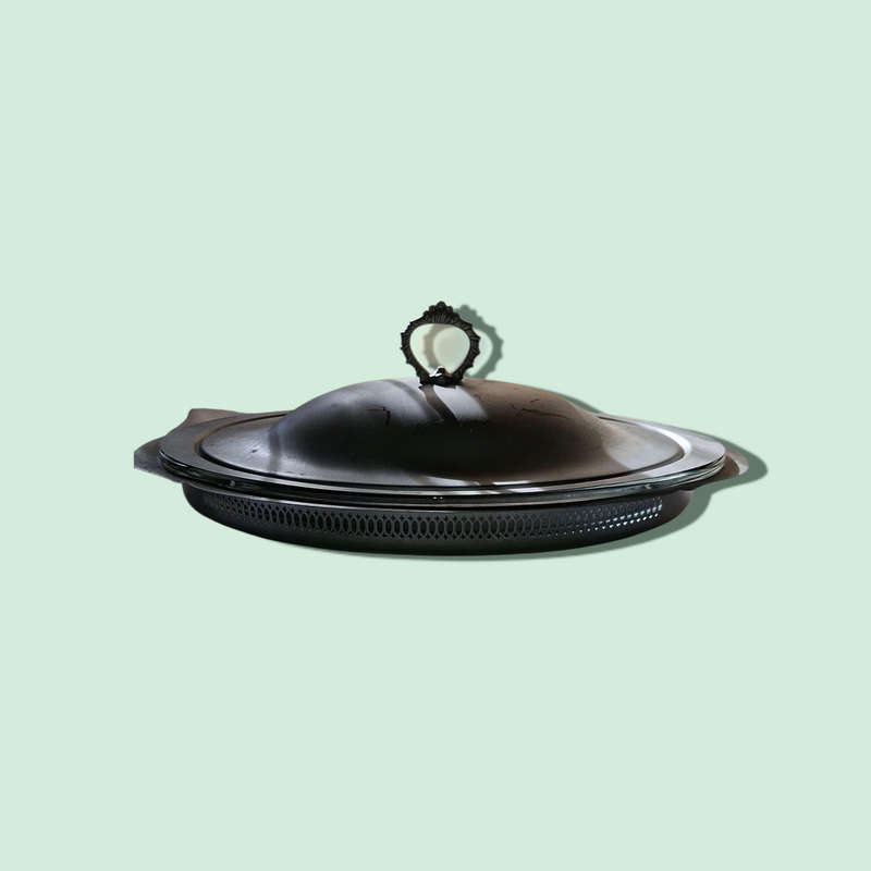 serving dish with lid and glass insert
