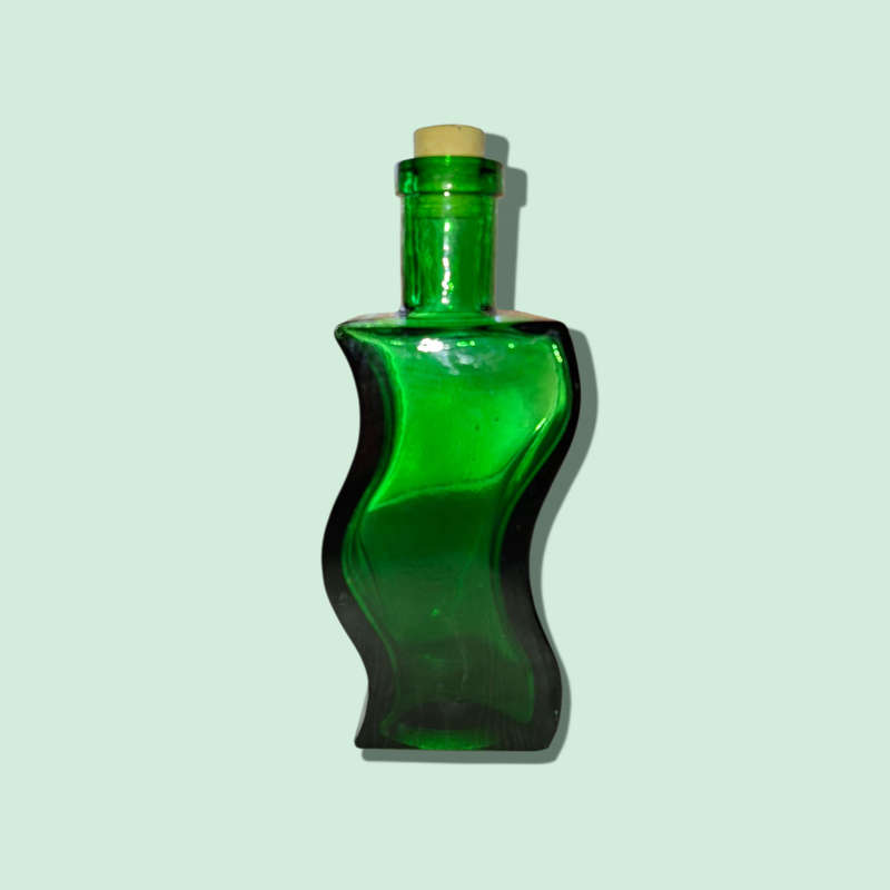 Emerald Green Wavy Corked Bottle