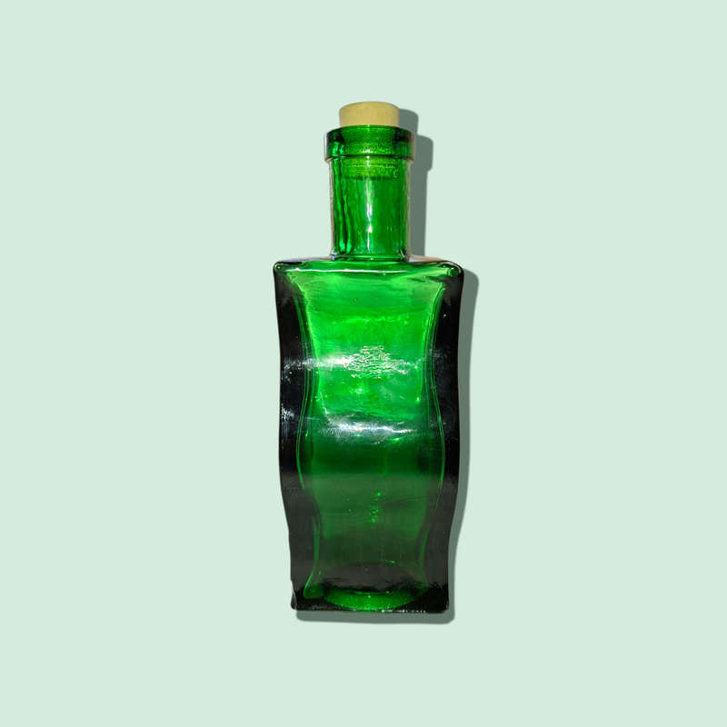 Emerald Green Wavy Corked Bottle